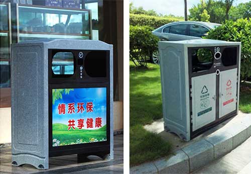  欣方圳仿大理石垃圾桶廠(chǎng)家為清遠高校送貨上門(mén)。
