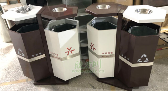 惠州企業(yè)六角鋼制分類(lèi)戶(hù)外垃圾桶工廠(chǎng)生產(chǎn)圖
